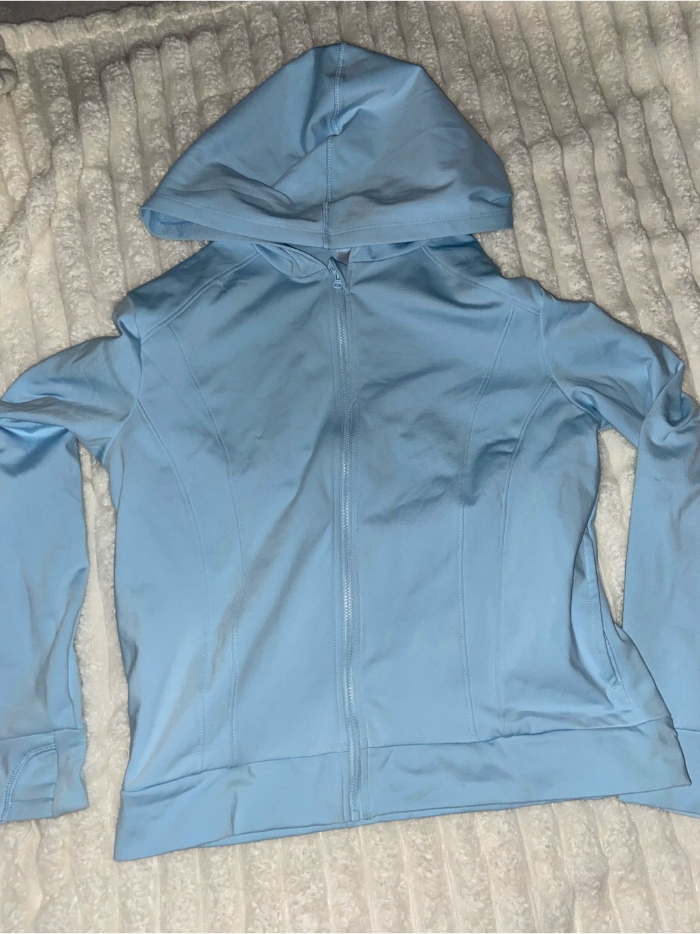 Light Blue Hooded Zip-Up active wear Jacket